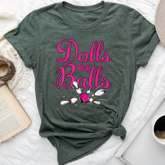 Dolls With Balls Girls Bowling Team Name Bella Canvas T-shirt | Mazezy AU