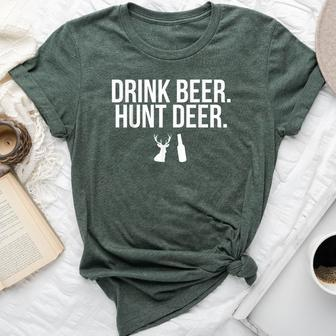Drink Beer Hunt Deer Drinking Hunting Outdoors Bella Canvas T-shirt | Mazezy