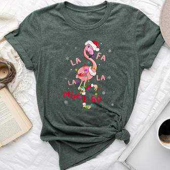 Fa La La Mingo Flamingo Christmas Tree Lights Tropical Xmas Bella Canvas T-shirt | Mazezy