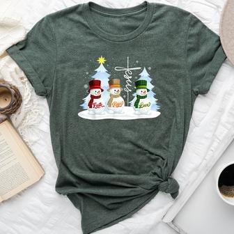 Faith Hope Love Snowman Jesus Christian Christmas Women Bella Canvas T-shirt - Thegiftio UK