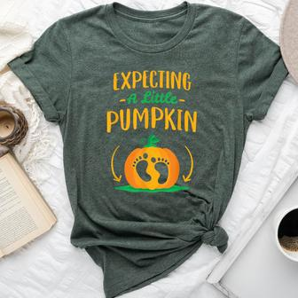 Fall Pregnancy Announcement Expecting A Little Pumpkin Bella Canvas T-shirt | Mazezy