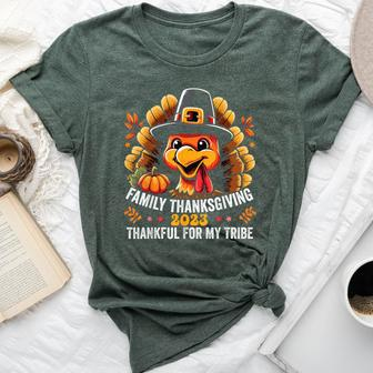 Family Thanksgiving 2023 Thankful For My Tribe Fall Autumn Bella Canvas T-shirt | Mazezy