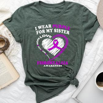 Fibromyalgia Awareness I Wear Purple For My Sister Bella Canvas T-shirt | Mazezy
