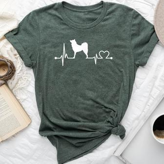Finnish Spitz Heartbeat Love Dog Pet WomenMen Bella Canvas T-shirt | Mazezy