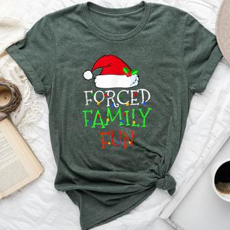 Forced Family Fun Sarcastic Christmas Pajama Family Bella Canvas T-shirt - Thegiftio UK