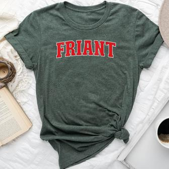 Friant California Souvenir Trip College Style Red Text Bella Canvas T-shirt | Mazezy