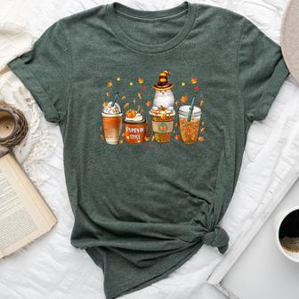 British Longhair Cat Fall Coffee Pumpkin Spice Latte Bella Canvas T-shirt | Mazezy