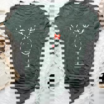 Christmas Christmas Reindeer Glass Of Wine Bella Canvas T-shirt | Mazezy