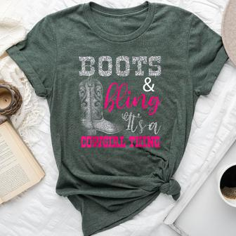 Cowgirl Boots Bling T Bella Canvas T-shirt - Monsterry