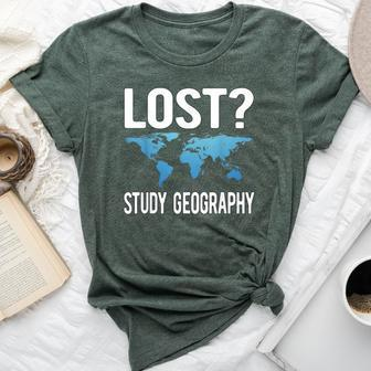 Geography Teacher Lost Study Geography Bella Canvas T-shirt | Mazezy UK