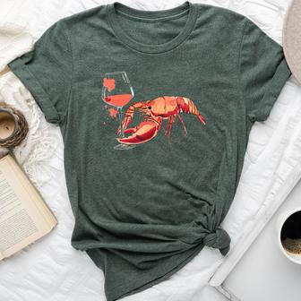 Lobster Drinking Wine Lobster Wine Lovers Bella Canvas T-shirt - Seseable