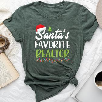 Santa's Favorite Realtor Christmas Santa Hat Light Bella Canvas T-shirt - Monsterry