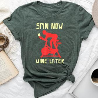 Spinning Class T Spin Now Wine Later Bella Canvas T-shirt | Mazezy