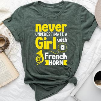 Never Underestimate A Girl With A French Horn Bella Canvas T-shirt - Monsterry
