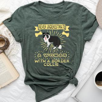 Never Underestimate A Woman With Border Collie Bella Canvas T-shirt - Seseable