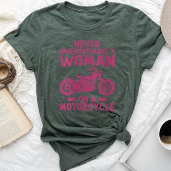Never Underestimate A Woman On A Motorcycle Bella Canvas T-shirt - Thegiftio UK