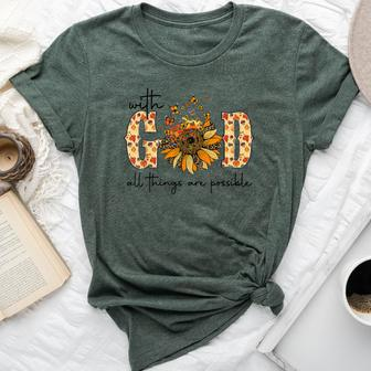 With God All Things Are Possible Christian Fall Thanksgiving Bella Canvas T-shirt - Thegiftio UK