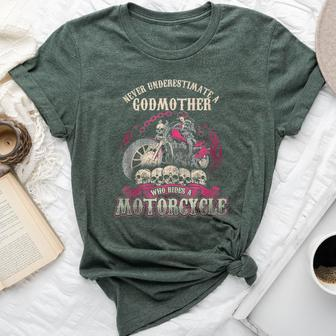 Godmother Biker Chick Never Underestimate Motorcycle Bella Canvas T-shirt - Thegiftio