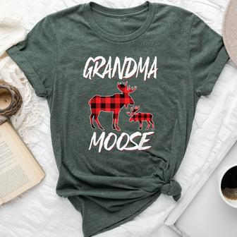 Grandma Moose Red Plaid Buffalo Matching Family Pajama Bella Canvas T-shirt - Seseable