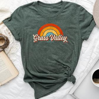 Grass Valley California Ca Vintage Rainbow Retro 70S Bella Canvas T-shirt | Mazezy