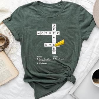 Greatest Mom Ever Crossword Puzzle Mother Appreciation Bella Canvas T-shirt | Mazezy
