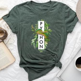 Green Tree Python Tropical Plant Print Bella Canvas T-shirt | Mazezy