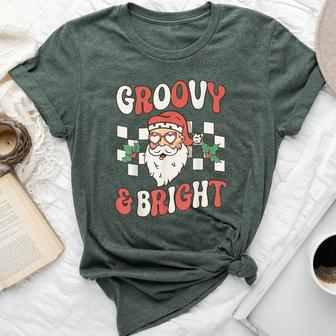 Groovy And Bright Christmas Santa Outfit 80S Retro Groovy Bella Canvas T-shirt - Seseable