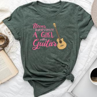 Guitar Girl Never Underestimate A Girl With A Guitar Bella Canvas T-shirt - Thegiftio UK