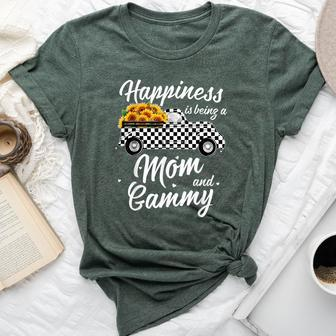 Happiness Is Being A Mom And Gammy Christmas Truck Plaid Bella Canvas T-shirt | Mazezy