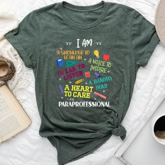 Heart To Care Paraprofessional Teachers Paraeducator Bella Canvas T-shirt | Mazezy