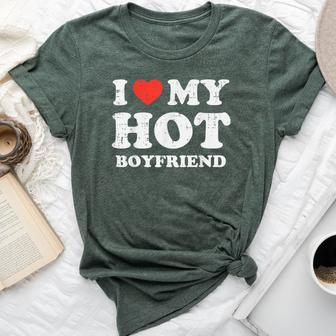 I Heart My Hot Boyfriend Love Bf Couple Girlfriend Women Bella Canvas T-shirt | Mazezy