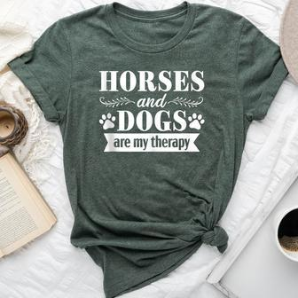 Horse And Dog Lover Rider Therapy Equestrian Dog Mom Bella Canvas T-shirt | Mazezy