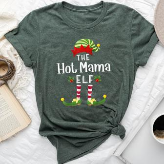 Hot Mama Christmas Elf Matching Pajama X-Mas Party Bella Canvas T-shirt - Seseable