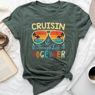 Husband Wife Cruise Vacation Cruisin' Through Life Together Bella Canvas T-shirt | Mazezy