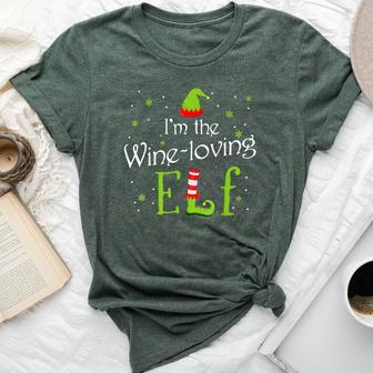 I'm The Wine Loving Elf Xmas Matching Christmas For Family Bella Canvas T-shirt | Mazezy
