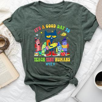 It's A Good Day To Teach Tiny Humans Pre K Cat Teacher Lover Bella Canvas T-shirt | Mazezy