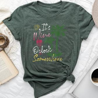 Its Wine Oclock Somewhere Palm Trees Summer Bella Canvas T-shirt - Seseable