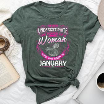 January Aquarius Woman Zodiac Birthday Never Underestimate Bella Canvas T-shirt - Thegiftio UK