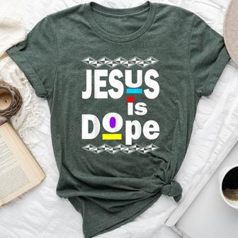 Jesus Is Dope Hip Hop 90S Inspired Afro For Christian Bella Canvas T-shirt | Mazezy
