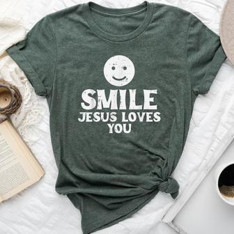 Jesus Loves Christ God Inspirational Christian Women Bella Canvas T-shirt | Mazezy