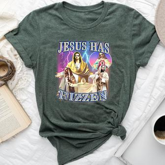 Jesus Has Rizzen Christian Bible Faith Cross Bella Canvas T-shirt - Seseable