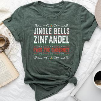 Jingle Bells Zinfandel Pass The Cabernet Wine Christmas Xmas Bella Canvas T-shirt | Mazezy