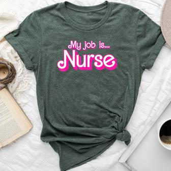 My Job Is Nurse Pink Retro Rn Nursing School Lpn Lvn Womens Bella Canvas T-shirt - Monsterry CA