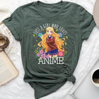 Just A Girl Who Loves Anime Lover N Girl Merch Otaku Bella Canvas T-shirt | Mazezy