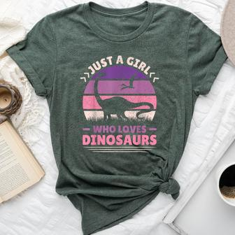 Just A Girl Who Loves Dinosaurs Cute Dino Dinosaur Bella Canvas T-shirt - Seseable