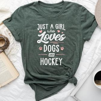 Just A Girl Who Loves Dogs And Hockey Dog Lover Bella Canvas T-shirt | Mazezy