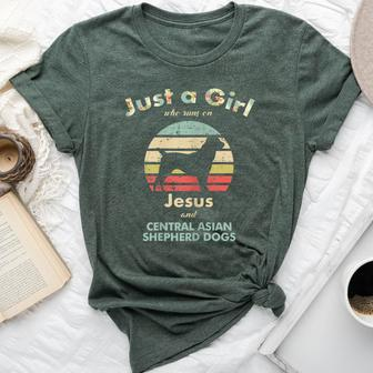 Just A Girl Who Runs On Jesus And Central Asian Shepherd Dog Bella Canvas T-shirt | Mazezy
