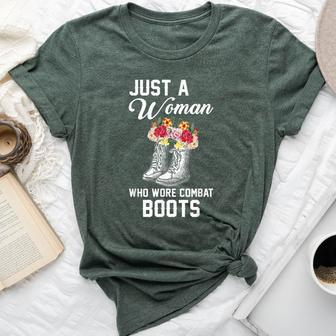 Just A Woman Who Wore Combat Boots Bella Canvas T-shirt | Mazezy