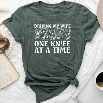 Knife Collector Husband Driving Wife Crazy One Knife At Time Bella Canvas T-shirt | Mazezy UK