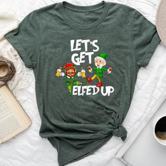 Let's Get Elfed Up Christmas Elves Beer & Wine Bella Canvas T-shirt | Mazezy
